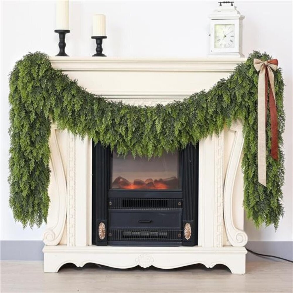 9FT Real Touch Christmas Cedar Garland - 1PCS, Artificial Pine Needles